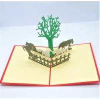 Handmade 3D Pop Up Card Horse Tree Farm Birthday Wedding Anniversary Valentine's Day Father's Day Mother's Day Retirement Country Moving Greetings Celebrations